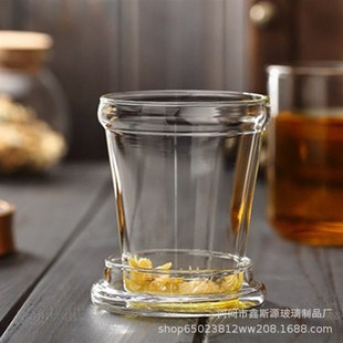 家用泡茶透明玻璃水杯茶杯带过滤内胆带J把手茶具礼品大平盖办公