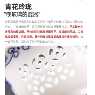 玲珑镂空功c夫茶具白瓷泡茶壶青花陶瓷家用小号单壶单个冲茶器中