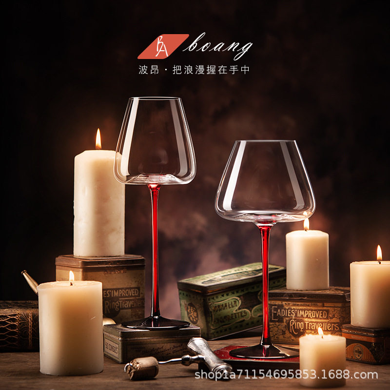 水晶红酒杯轻奢大葡萄酒波尔多套装杯杆家用号北欧子红高脚杯大肚
