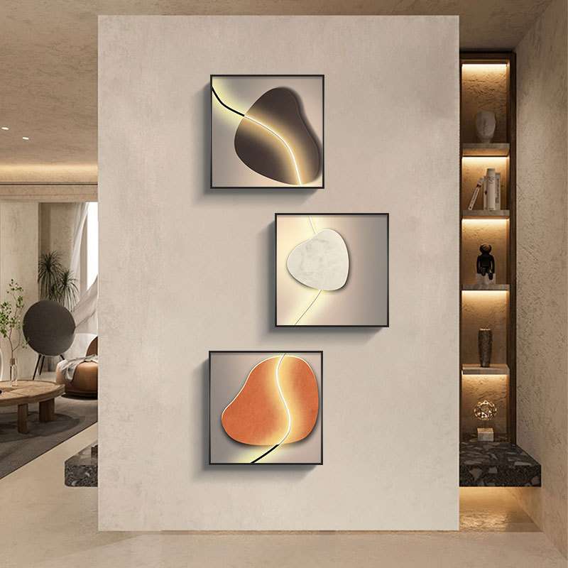侘寂风玄关装饰画立体感肌理画入户门正对墙挂画竖版抽象组合壁画图片