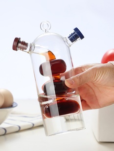 日式 家用创意厨房防漏油壶双层玻璃酱油瓶餐厅调味瓶油醋瓶二合一
