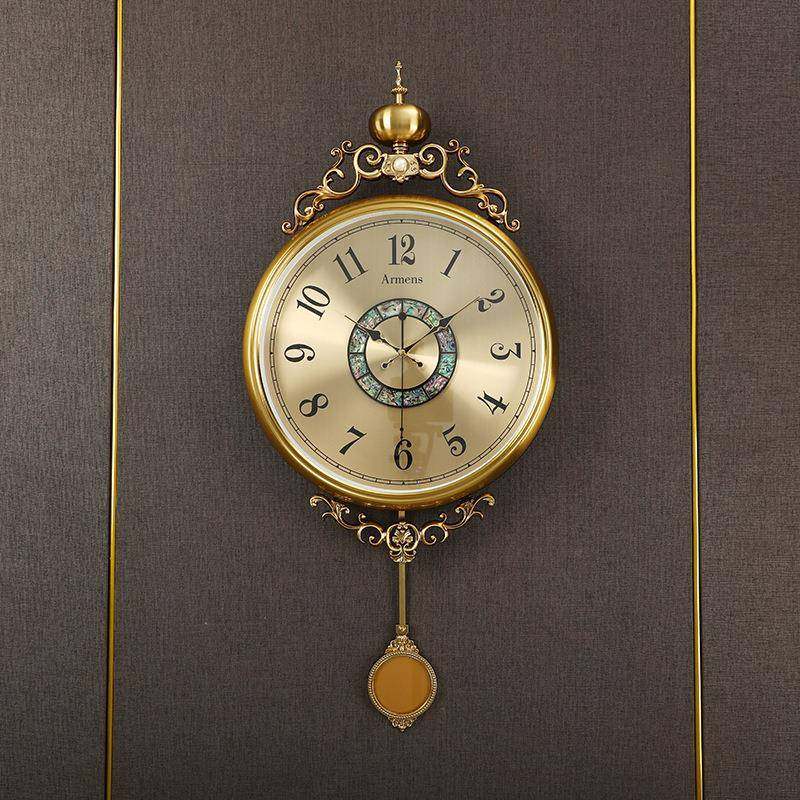 欧式复古摇摆挂钟新中式客厅钟表家用大气静音时钟轻奢个性挂表