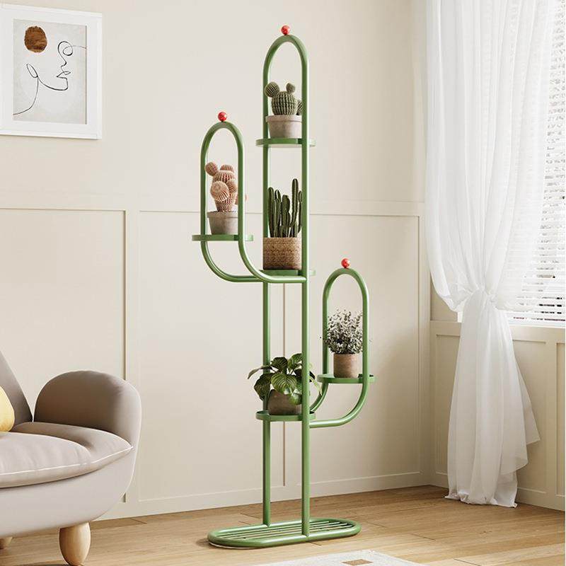 temu北欧客厅落地花架多层可移动创意仙人掌花盆架阳台置物架