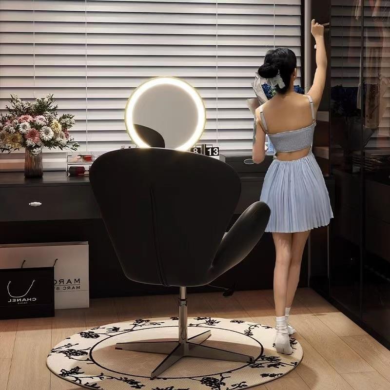 现代北欧蛋壳沙发天鹅椅单人沙发椅家用阳台休闲椅懒人卧室旋转椅