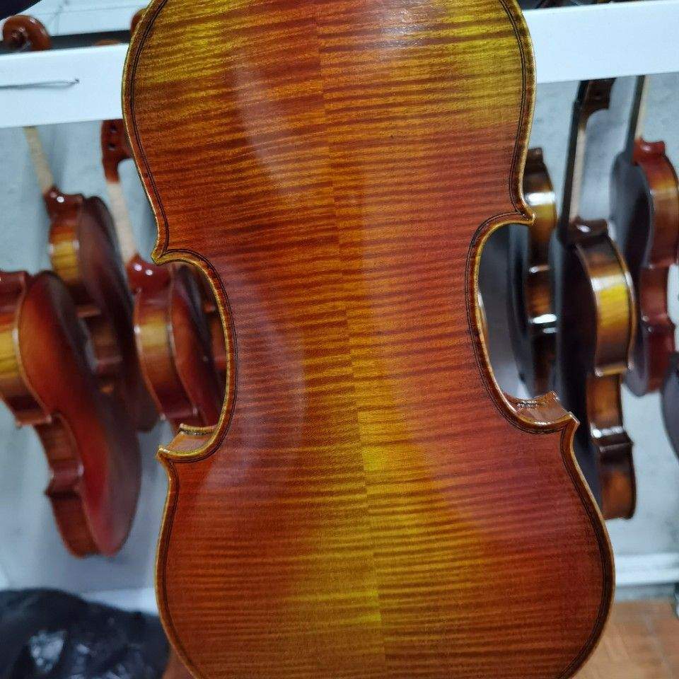 小提琴欧料虎纹小提琴一图一琴油性漆花纹小提琴