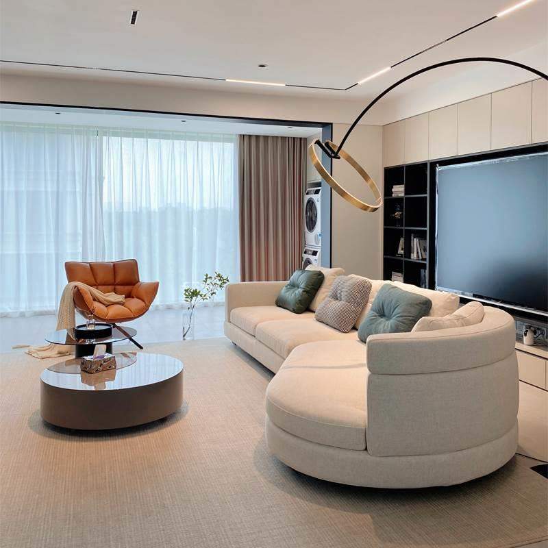 意式极简高端棉麻粗麻布艺沙发 转角沙发三人位简约