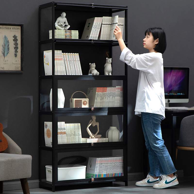 书架书柜置物架带柜门储物柜一体格子柜展示柜落地多层客厅置物柜