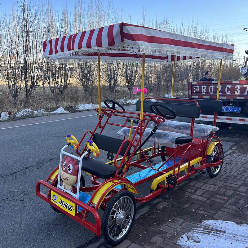 美尔诺电助力多人电动景区脚踏车自行车四轮公园游览车6人骑4人骑