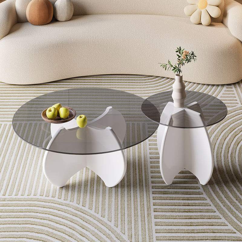 钢化玻璃茶几组合现代简约家用小户型极简轻奢网红大小茶桌圆茶几
