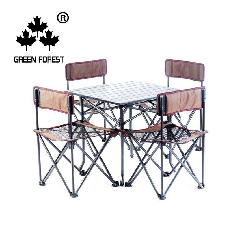 390五件套户外折叠桌椅套装野营桌野餐桌椅组合休闲便携旅游桌椅
