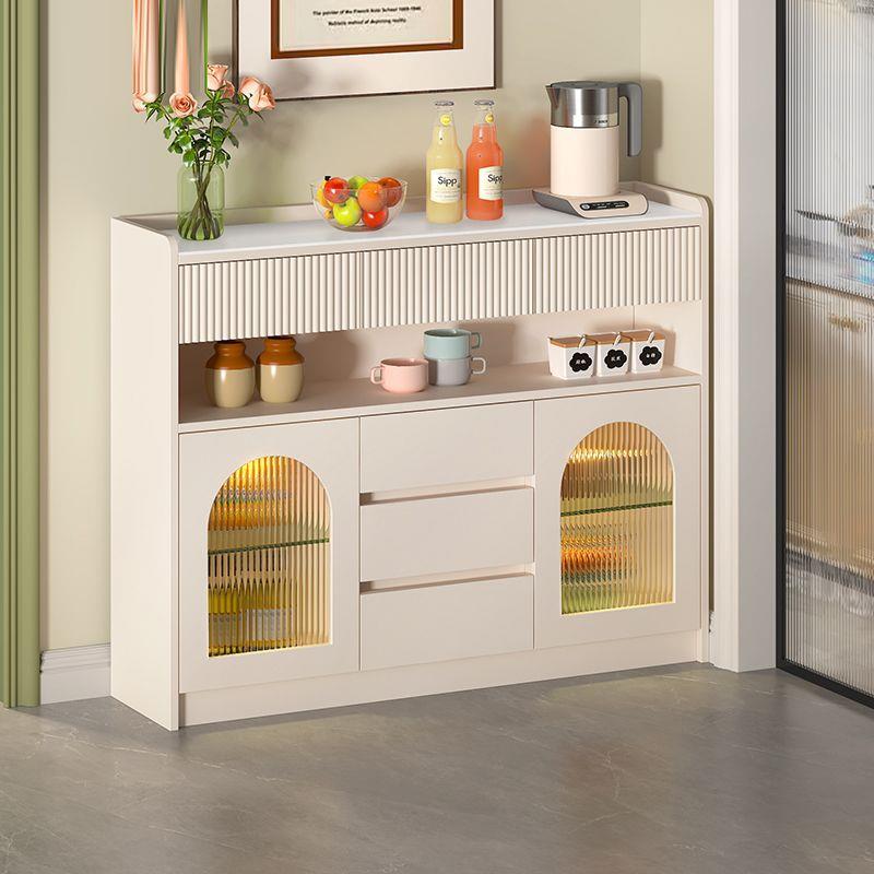 奶油风餐边柜家用厨房橱柜客厅置物柜现代简约边柜靠墙一体茶水柜
