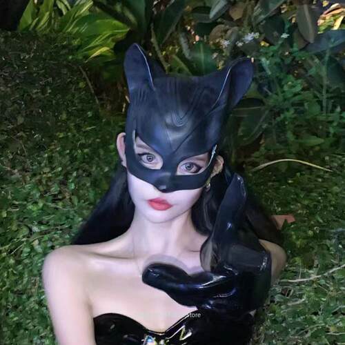 Sexy Cat Woman Latex Mask Superhero Masquerade Fancy Adult L