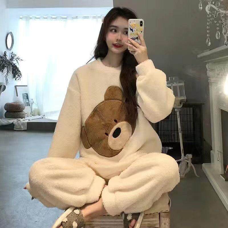 2024 winter ladies warm pajamas women pyjamas nightwear girl