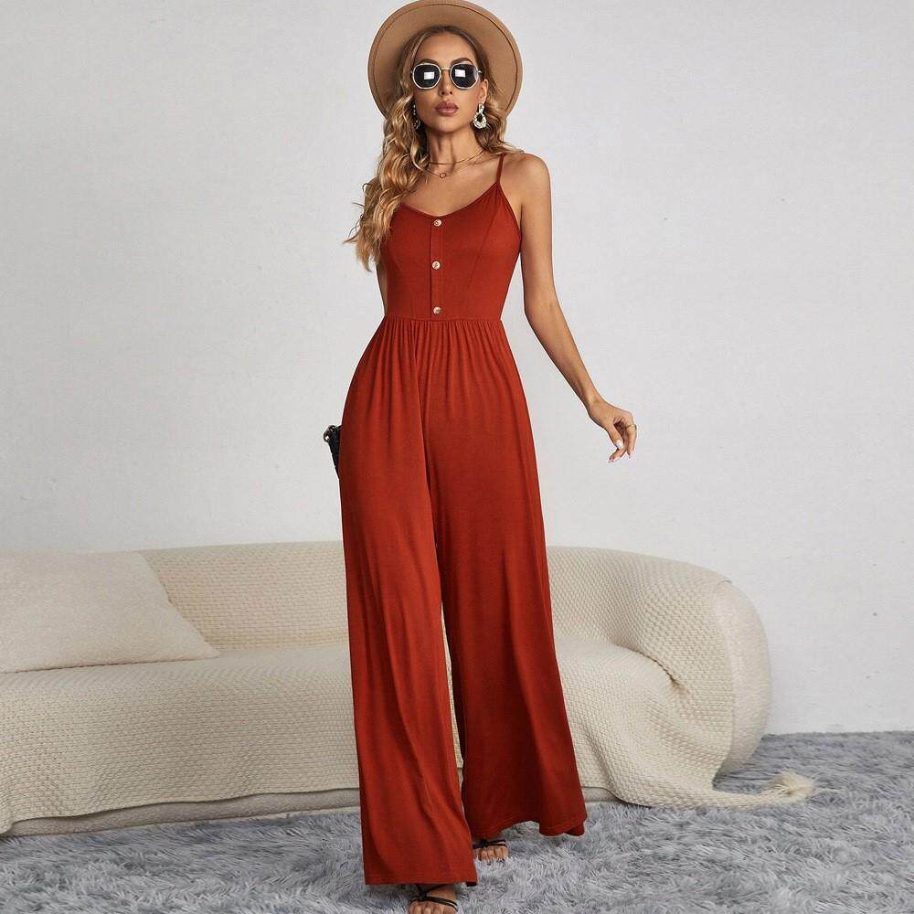 women Loose Sleeveless casual jumpsuit 休闲无袖宽松连体裤女