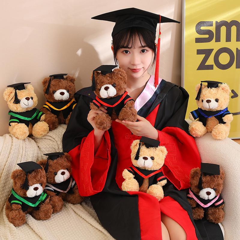 毕业熊定制大学生毕业典礼礼物公仔学士服硕士博士帽小熊玩偶订制