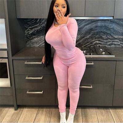 欧美时尚上衣长裤运动2件套装女 tracksuit set sport suit women