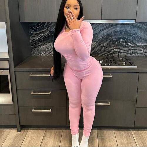 欧美时尚上衣长裤运动2件套装女 tracksuit set sport suit women