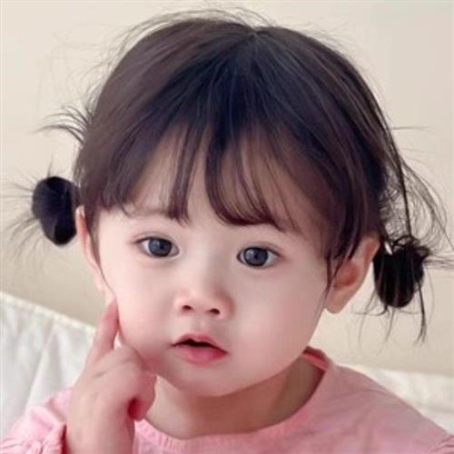 婴儿假发女宝宝丸子头可爱短发蓬松自然空气刘海日常拍照整顶发套