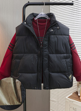 日本品质男童秋冬短款加厚马甲新款儿童外穿保暖背心中大童洋气上