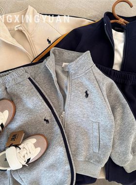 日本品质童星圆儿童套装春季新品男女童装刺绣卫衣套装宝宝春秋运