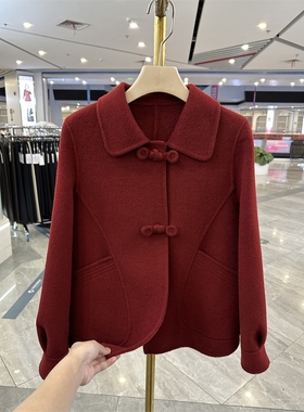 日本品质时尚妈妈羊毛短款外套秋冬新款洋气高贵喜婆婆羊毛大衣中