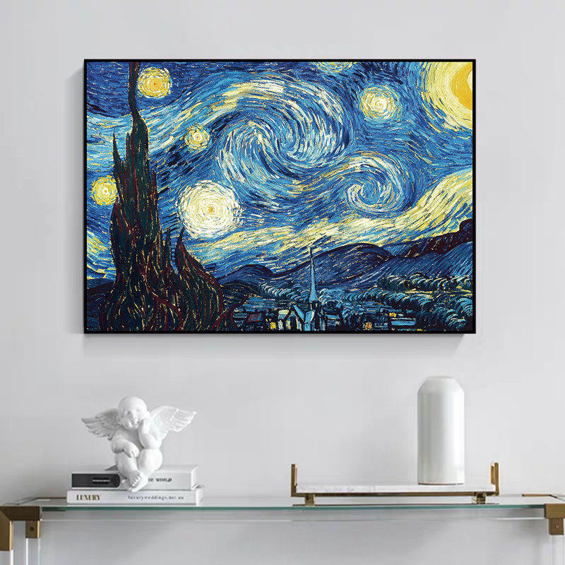梵高星空抽象画墙贴卧室宿舍自粘海报客厅沙发背景墙壁纸壁画装饰