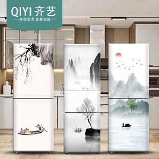 冰箱贴纸装饰防水防油自粘翻新全贴可移除画自粘好清理新中式风格