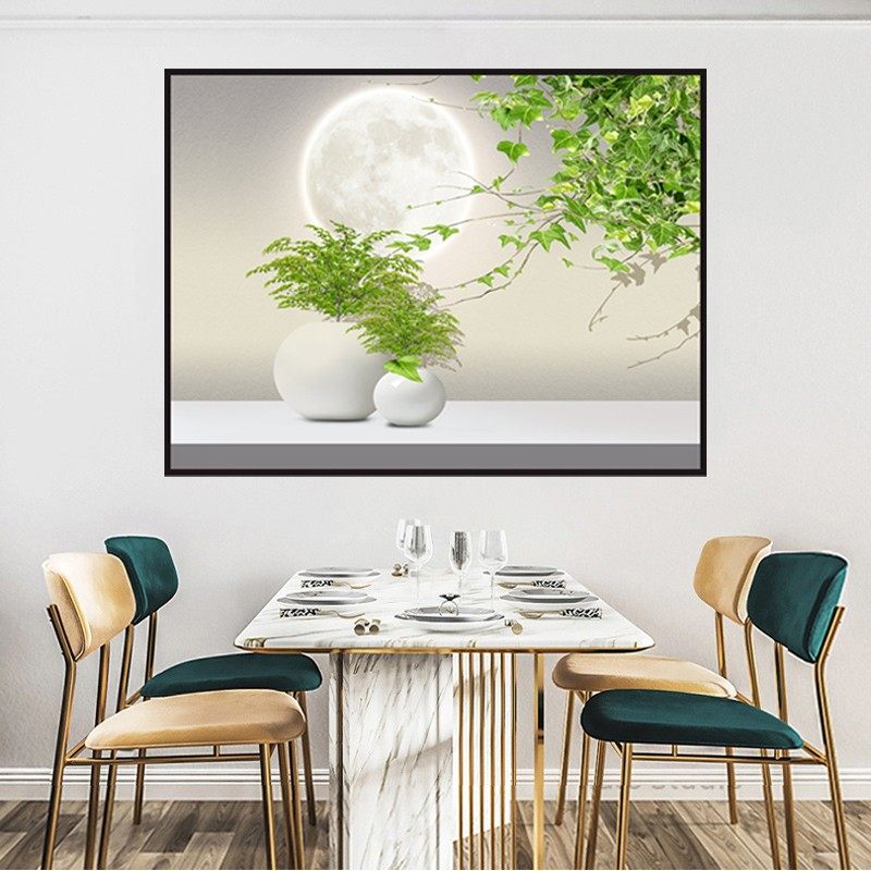 餐厅绿植自粘贴画饭厅背景墙装饰画厨房贴纸瓷砖墙面遮丑壁纸壁画