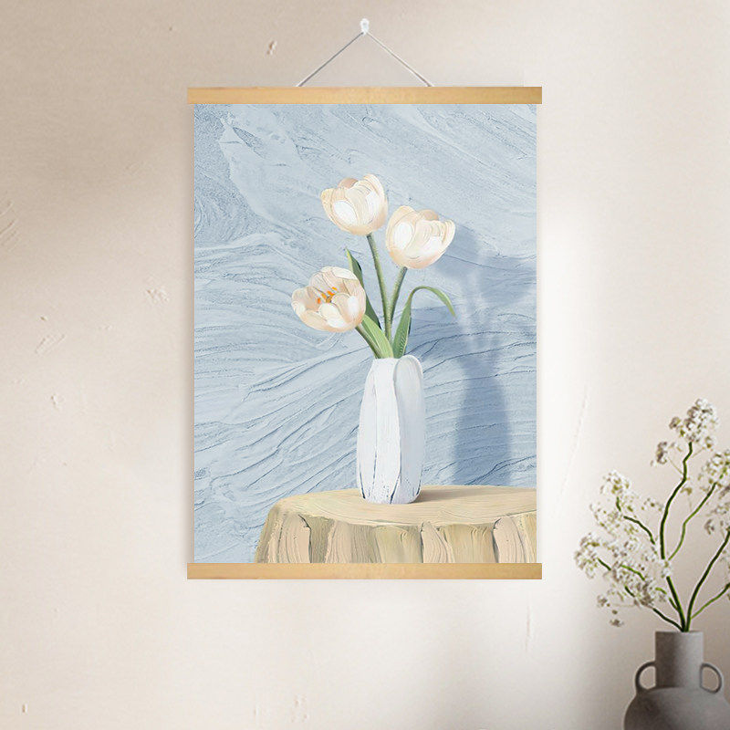 奶油风郁金香沙发背景墙装饰画现代简约客厅油画布挂画墙壁挂布