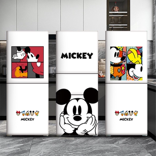 厨房米老鼠冰箱贴纸防水防油自粘创意有趣卡通四开门新款壁纸海报