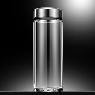 加厚泡茶杯家用单层玻璃杯男透明便携办公带盖子士大容量水杯高档