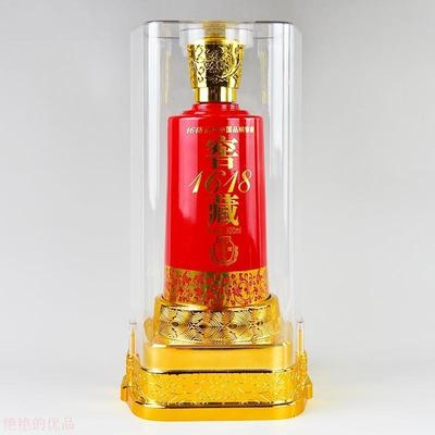 窖藏1618白酒瓶500ml包装全套礼盒红色喜宴喷涂玻璃空酒瓶子