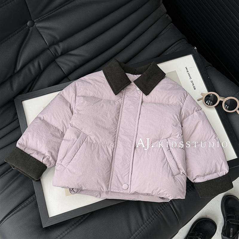 泰酷【芋泥欧包】冬装男女童撞色灯芯绒拼接厚款保暖棉服MPG7418