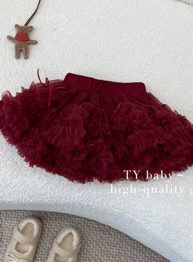 甜柚冬女小童韩版时尚公主法式半身裙纱网蓬蓬裙NNT0148