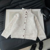 纯色慵懒风半高领休闲针织开衫 男童毛衣韩版 冬装 HCXZ4846 现货