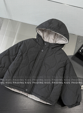 【现货】冬装儿童韩版纯色两面可穿休闲保暖棉服连帽外套SJ6474