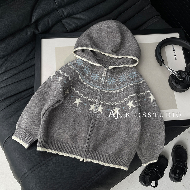 【泰酷】【费尔岛】秋冬装男女童休闲费尔岛图案针织外套MPG7155