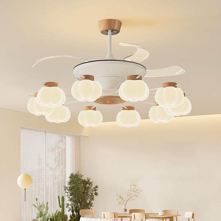 客厅风扇吊灯中古风客厅主灯法式奶油风餐厅风扇灯全屋灯具