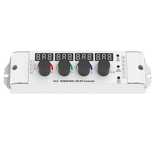 V4-K 数显4旋钮RGB/RGBW 2.4GRF PUSH自复位LED控制器PWM频率可选