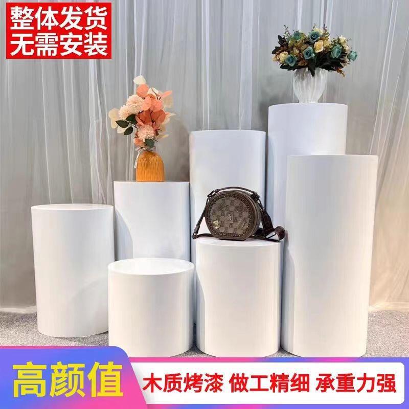 圆型木制圆柱高档烤漆展示台立柱展台展柜橱窗陈列柜模特道垒德株