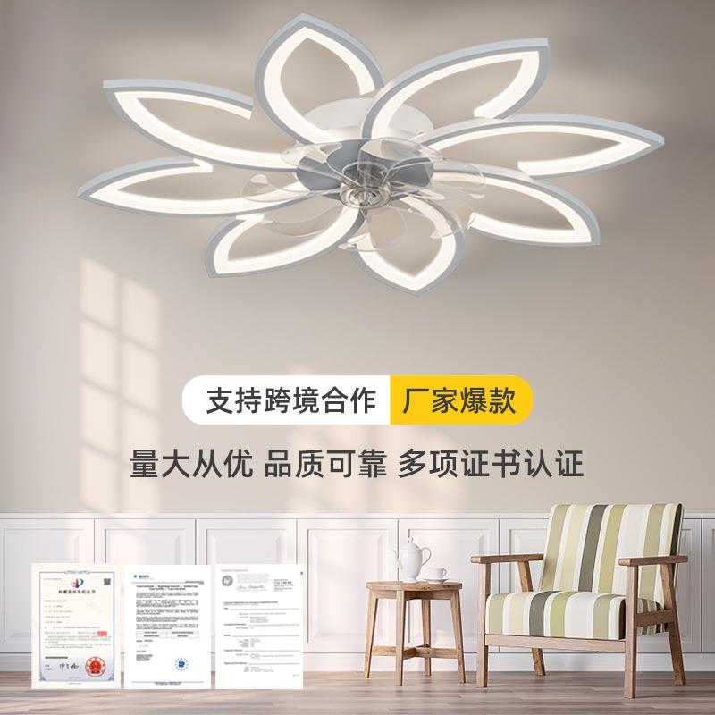 跨境吸顶风扇灯新款静音客厅卧室吊扇灯智能大风力电扇灯欧洲亚马