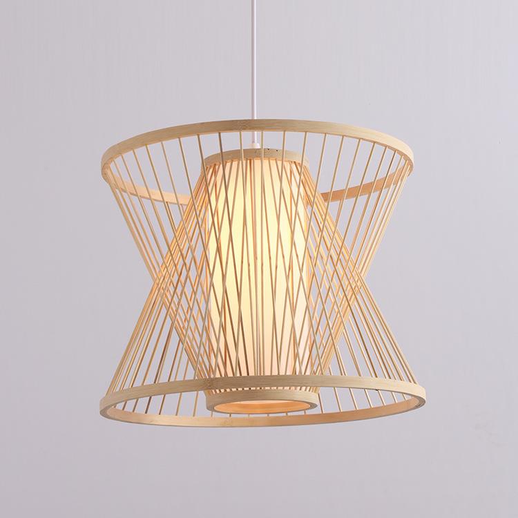 中式竹艺吊灯东南亚竹子灯几何三角形餐厅卧室阳台灯笼茶楼竹子灯