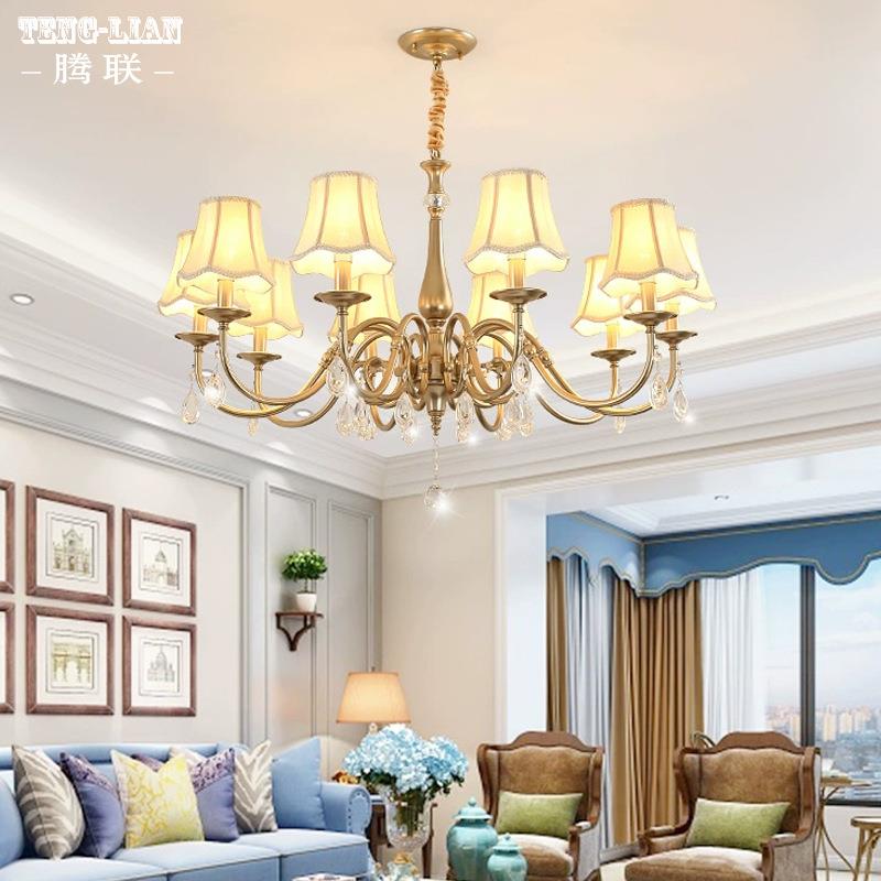 美式水晶吊灯欧式别墅简约客厅餐厅全铜吊灯法式水晶卧室吊灯具
