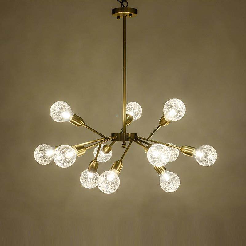 全铜美式乡村客厅餐厅卧室书房设计师样板房北欧创意简欧分子吊灯