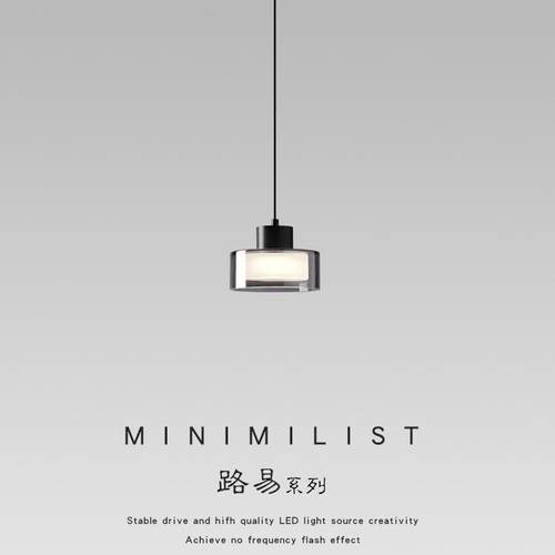 意式极简全铜玻璃卧室床头小吊灯现代简约餐厅吧台玄关吊线灯