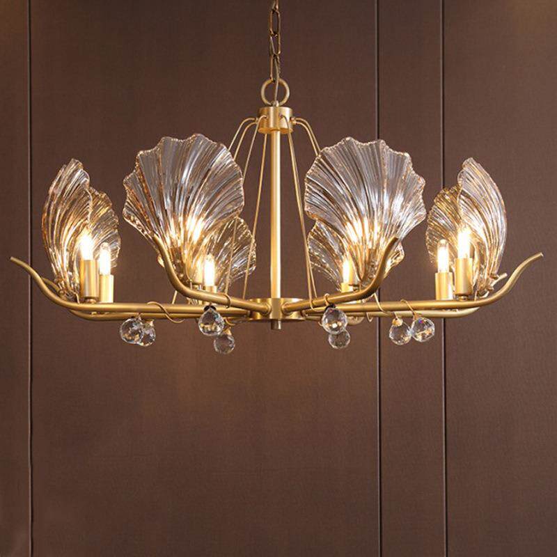 美式轻奢全铜吊灯后现代客厅卧室家用灯具创意个性简约玻璃餐厅灯