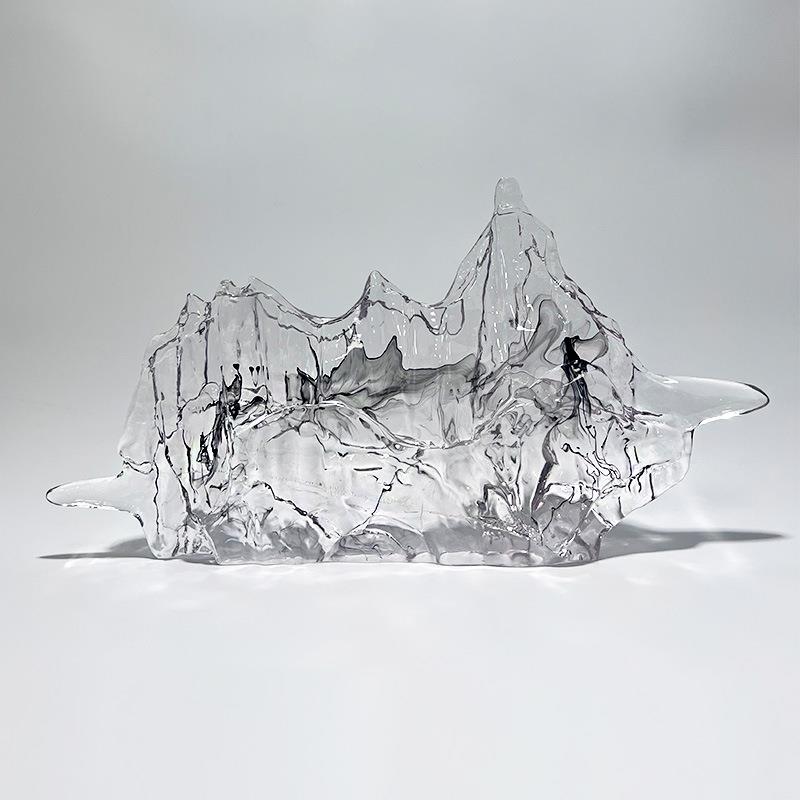 现代透明树脂假山创意家居摆件饰品酒柜客厅玄关样板房软装工艺品
