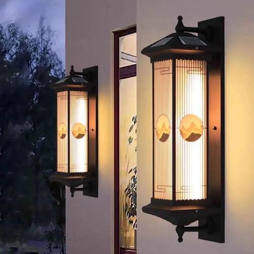 新款壁灯太阳能壁灯别墅大门柱子壁灯户外防水壁挂灯室外庭院壁灯