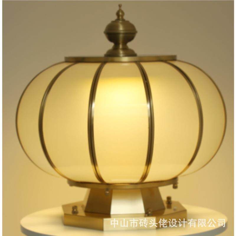 太阳能球全铜柱灯户外花园灯防水壁灯门柱灯大门别墅柱灯