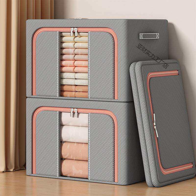 收纳箱专用大容量特大号棉麻折叠钢架防潮收纳袋衣服衣柜储存宿舍